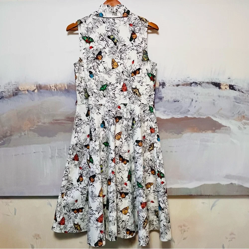 NORTH STYLE Floral‎ Butterfly Dress Midi Botanical Fit & Flare Stretch Womens 12